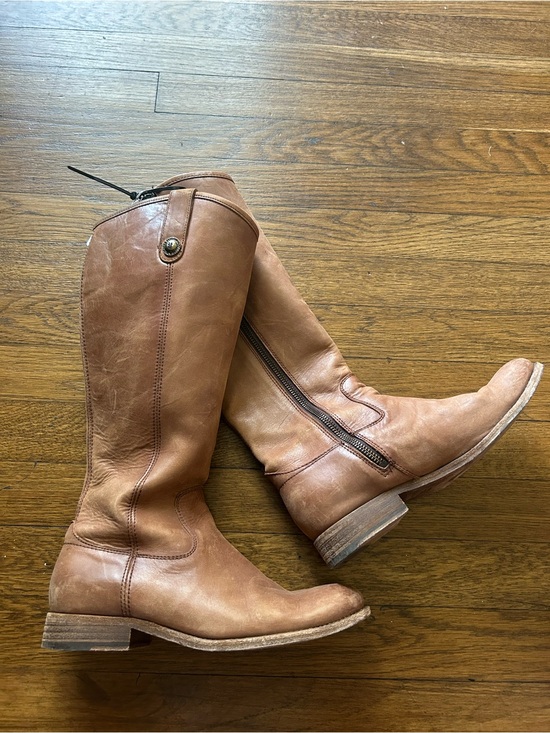 Frye Shoes - Frye Women's Tall Leather Zip Riding Boots in Cognac Brown